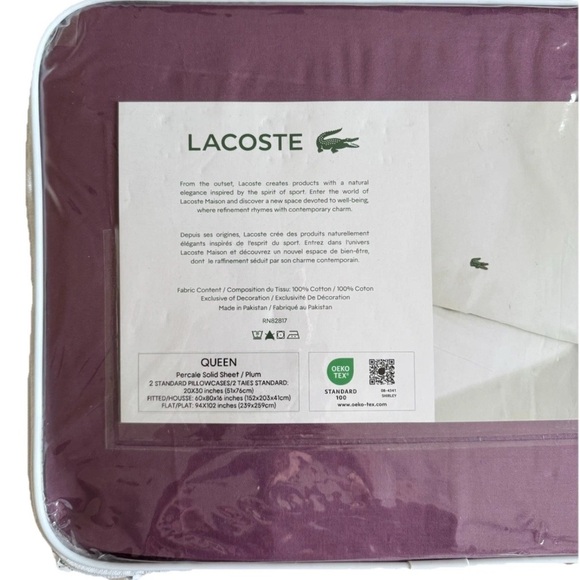Lacoste Queen Purple Sheet Set - Picture 3 of 5